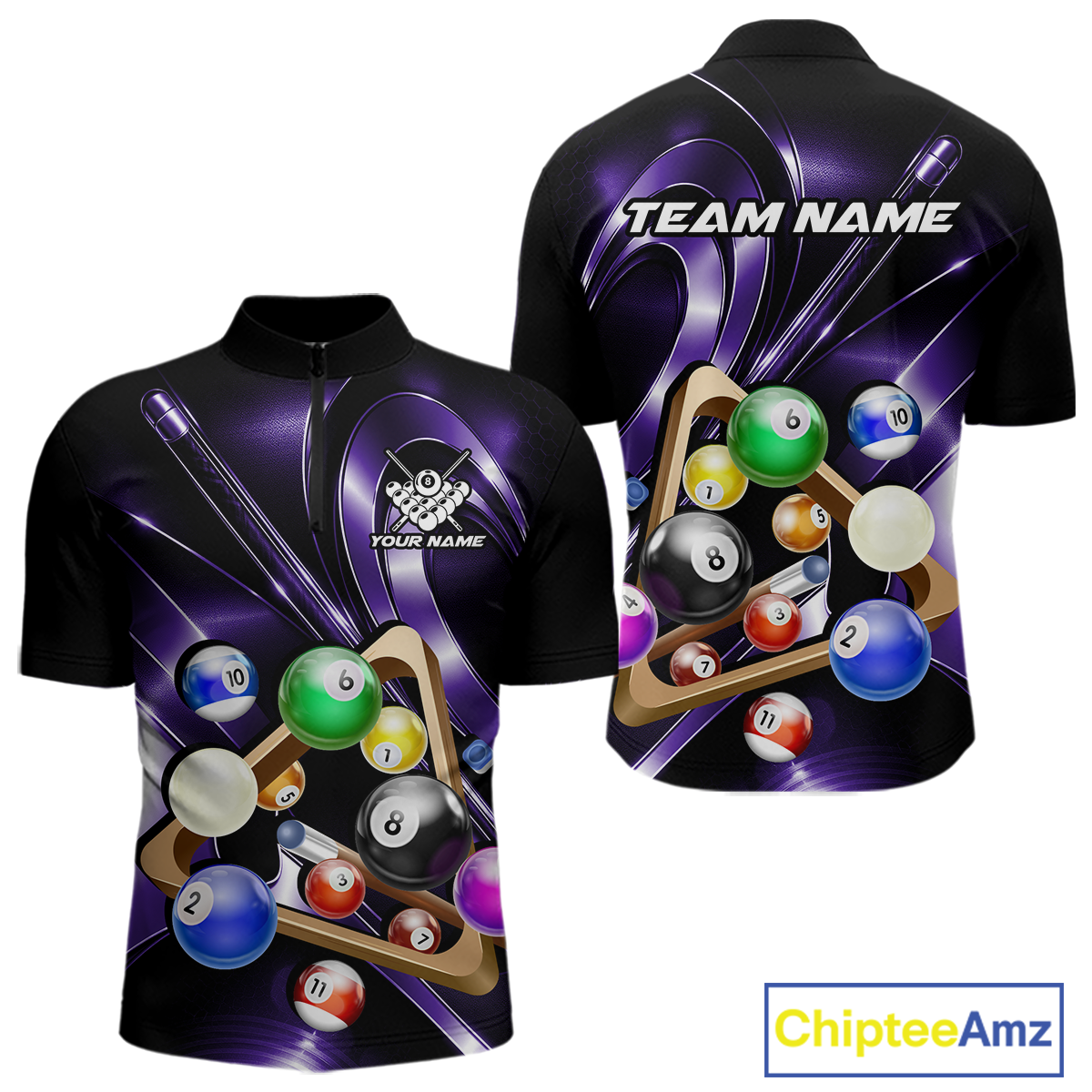 Custom Ball Pool Shirts Purple Billiard Shirt for Men Billiard Team Jersey Billiard League NNT180