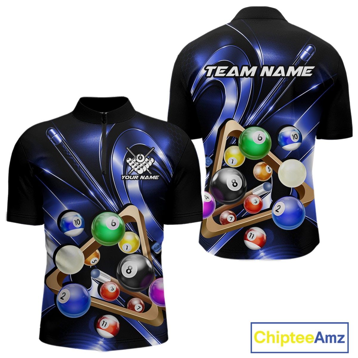 Custom Ball Pool Shirts Blue Billiard Shirt for Men Billiard Team Jersey Billiard League NNT180