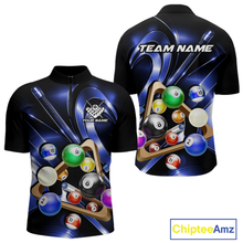 Load image into Gallery viewer, Custom Ball Pool Shirts Blue Billiard Shirt for Men Billiard Team Jersey Billiard League NNT180