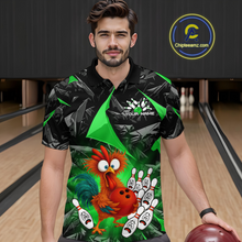 Load image into Gallery viewer, Custom Green Funny Chicken Bowling Jersey for Men Bowling Team Shirts  Polo &amp; 1/4 Zip HNT138