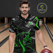 Load image into Gallery viewer, Custom Green Cobra Snake Bowling Jersey for Men Bowling Team Shirts Bowling Uniform Polo &amp; 1/4 Zip HNT137