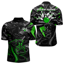 Load image into Gallery viewer, Custom Green Cobra Snake Bowling Jersey for Men Bowling Team Shirts Bowling Uniform Polo &amp; 1/4 Zip HNT137