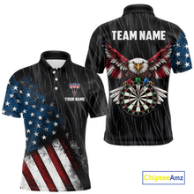 Load image into Gallery viewer, Custom US Flag Eagle Dart Shirts for Men Darts Team Jerseys Dart Tournament Polo &amp; 1/4 Zip NNT142
