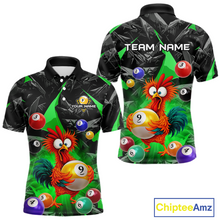 Load image into Gallery viewer, Custom Funny Green Chicken 9 Ball Pool Billiard Shirt for Men Polo &amp; 1/4 Zip, Billiard Team Jerseys NNT157
