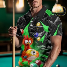 Load image into Gallery viewer, Custom Funny Green Chicken 9 Ball Pool Billiard Shirt for Men Polo &amp; 1/4 Zip, Billiard Team Jerseys NNT157