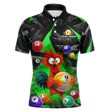 Load image into Gallery viewer, Custom Funny Green Chicken 9 Ball Pool Billiard Shirt for Men Polo &amp; 1/4 Zip, Billiard Team Jerseys NNT157