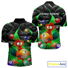 Load image into Gallery viewer, Custom Funny Green Chicken 9 Ball Pool Billiard Shirt for Men Polo &amp; 1/4 Zip, Billiard Team Jerseys NNT157