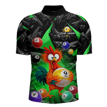 Load image into Gallery viewer, Custom Funny Green Chicken 9 Ball Pool Billiard Shirt for Men Polo &amp; 1/4 Zip, Billiard Team Jerseys NNT157