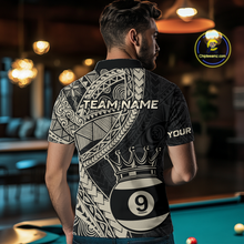 Load image into Gallery viewer, Custom Black and Gold Tribal 9 Ball Pool Billiard Shirt for Men Billiard League  Polo &amp; 1/4 Zip NNT155