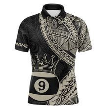 Load image into Gallery viewer, Custom Black and Gold Tribal 9 Ball Pool Billiard Shirt for Men Billiard League  Polo &amp; 1/4 Zip NNT155