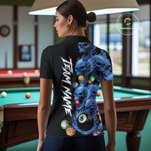 Load image into Gallery viewer, Custom Blue Flame Skull 8 Ball Pool Billiard Shirt for Women Polo &amp; 1/4 Zip, Billiard Team Jerseys NNT160