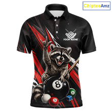 Load image into Gallery viewer, Custom Red Funny Raccoon 8 Ball Billiard Shirt for Men Billiard Team Jersey Billiard League NNT191