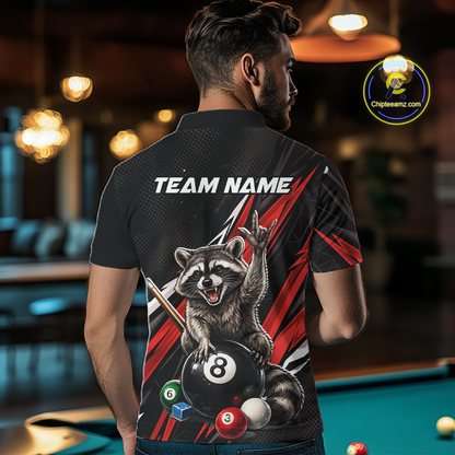 Custom Red Funny Raccoon 8 Ball Billiard Shirt for Men Billiard Team Jersey Billiard League NNT191