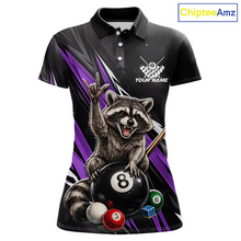 Load image into Gallery viewer, Custom Purple Funny Raccoon 8 Ball Billiard Shirt for Women Billiard Team Jersey Billiard League NNT191