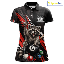 Load image into Gallery viewer, Custom Red Funny Raccoon 8 Ball Billiard Shirt for Women Billiard Team Jersey Billiard League NNT191