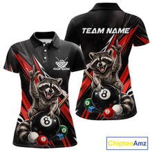 Load image into Gallery viewer, Custom Red Funny Raccoon 8 Ball Billiard Shirt for Women Billiard Team Jersey Billiard League NNT191