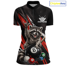 Load image into Gallery viewer, Custom Red Funny Raccoon 8 Ball Billiard Shirt for Women Billiard Team Jersey Billiard League NNT191