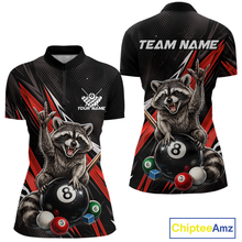 Load image into Gallery viewer, Custom Red Funny Raccoon 8 Ball Billiard Shirt for Women Billiard Team Jersey Billiard League NNT191
