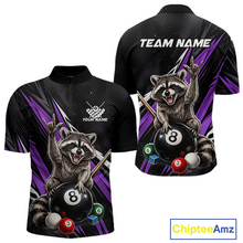 Load image into Gallery viewer, Custom Purple Funny Raccoon 8 Ball Billiard Shirt for Men Billiard Team Jersey Billiard League NNT191