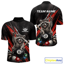 Load image into Gallery viewer, Custom Red Funny Raccoon 8 Ball Billiard Shirt for Men Billiard Team Jersey Billiard League NNT191