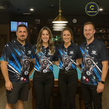 Load image into Gallery viewer, Custom Blue Funny Raccoon 8 Ball Billiard Shirt for Men Billiard Team Jersey Billiard League NNT191