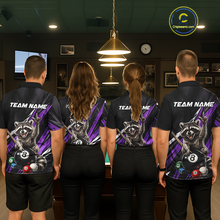 Load image into Gallery viewer, Custom Purple Funny Raccoon 8 Ball Billiard Shirt for Men Billiard Team Jersey Billiard League NNT191