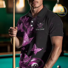 Load image into Gallery viewer, Custom Pink Butterfly Galaxy 8 Ball Billiard Shirt for Men Billiard Team Jersey Billiard League NNT192