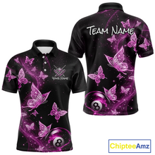 Load image into Gallery viewer, Custom Pink Butterfly Galaxy 8 Ball Billiard Shirt for Men Billiard Team Jersey Billiard League NNT192