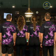 Load image into Gallery viewer, Custom Pink Butterfly Galaxy 8 Ball Billiard Shirt for Women Billiard Team Jersey Billiard League NNT192