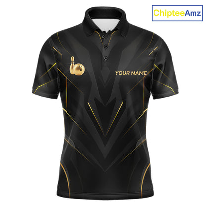 Custom Gold Bowling Jersey for Men Bowling Team Shirts Bowling League Polo & 1/4 Zip HNT504