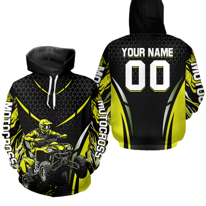 Personalized Yellow ATV Motocross Hoodie Jersey Off-Road Hoodie Shirt for Kid Men Women HOT41
