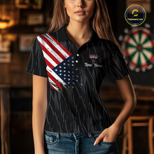 Load image into Gallery viewer, Custom US Flag Eagle Darts Shirt for Women Darts Team Jerseys Dart Tournament Polo &amp; 1/4 Zip NNT111