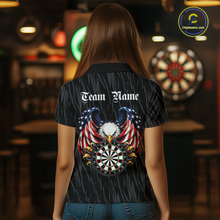 Load image into Gallery viewer, Custom US Flag Eagle Darts Shirt for Women Darts Team Jerseys Dart Tournament Polo &amp; 1/4 Zip NNT111
