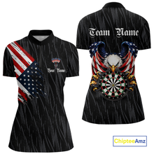 Load image into Gallery viewer, Custom US Flag Eagle Darts Shirt for Women Darts Team Jerseys Dart Tournament Polo &amp; 1/4 Zip NNT111