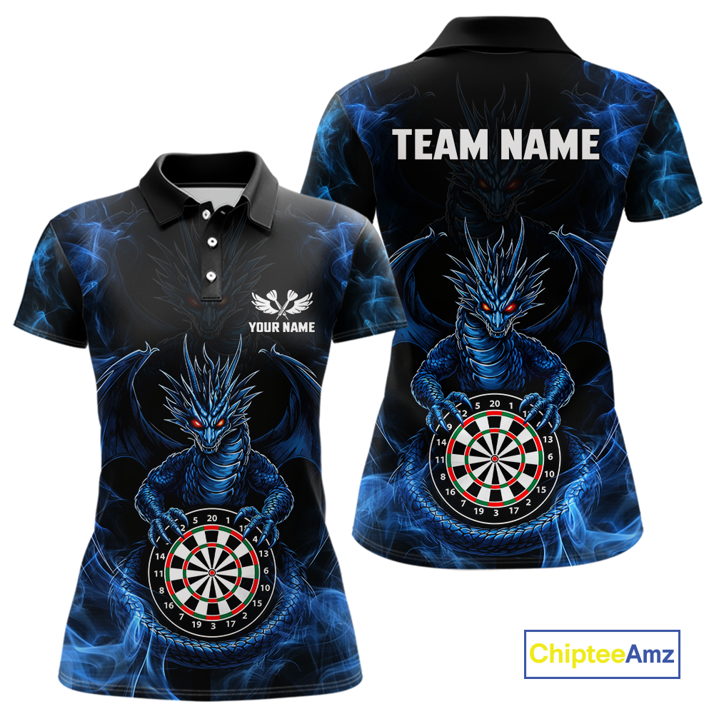 Custom Blue Dragon Darts Board Dart Shirts For Women Darts Team Jerseys Polo & 1/4 Zip NNT121