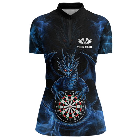 Custom Blue Dragon Darts Board Dart Shirts For Women Darts Team Jerseys Polo & 1/4 Zip NNT121