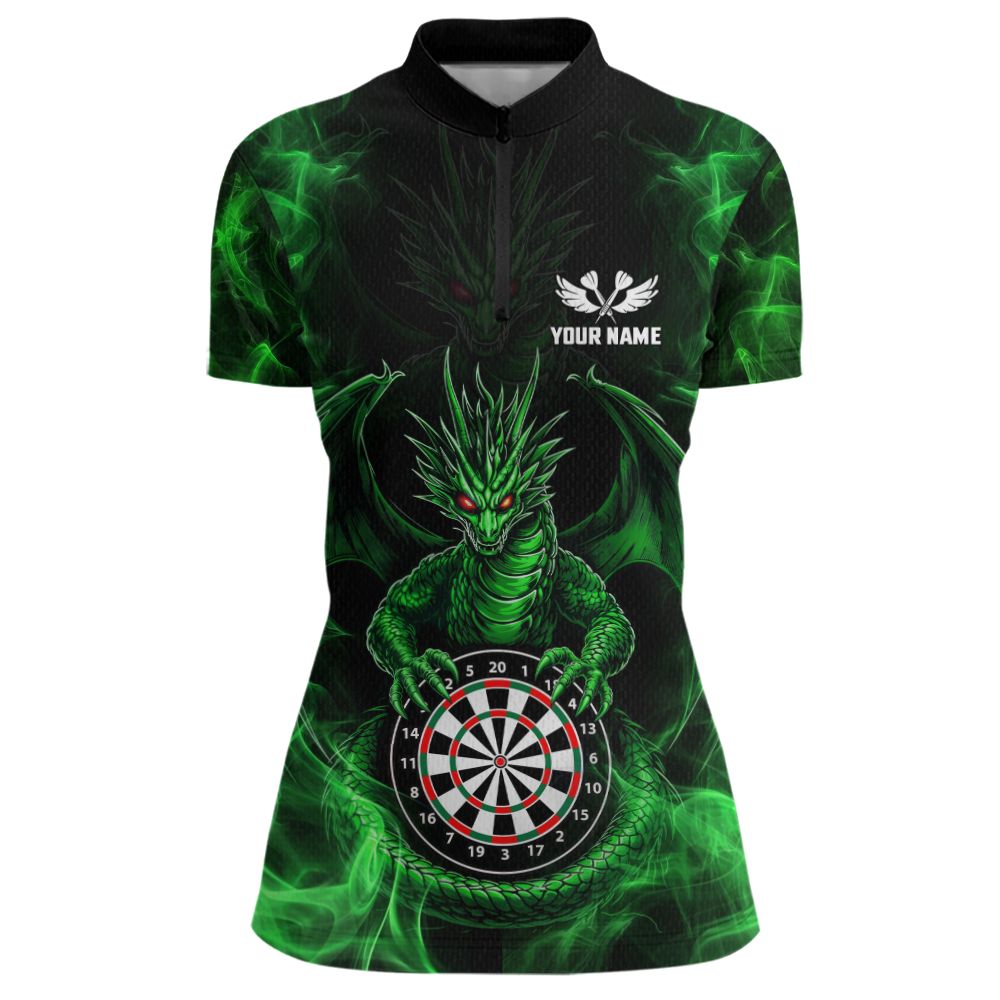 Custom Green Dragon Darts Board Dart Shirts For Women Darts Team Jerseys Polo & 1/4 Zip NNT121