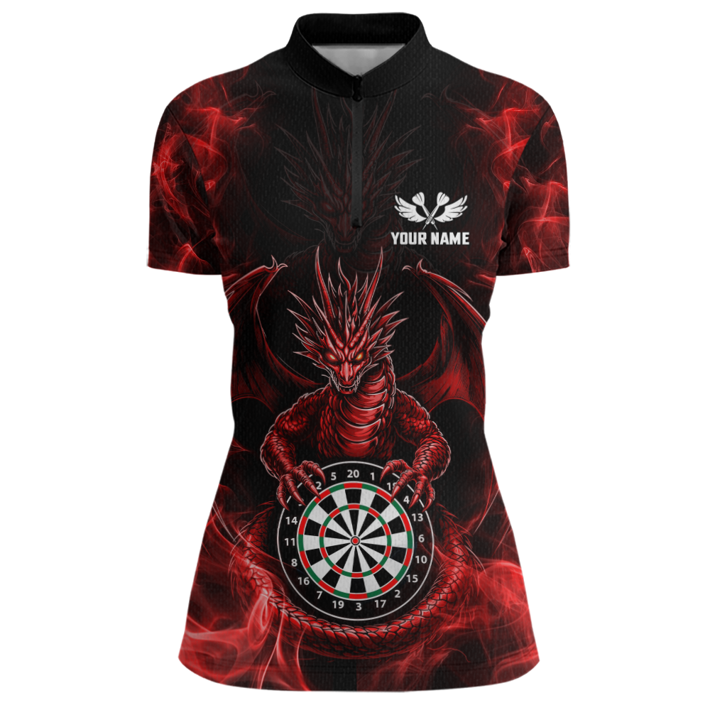 Custom Red Dragon Darts Board Dart Shirts For Women Darts Team Jerseys Polo & 1/4 Zip NNT121