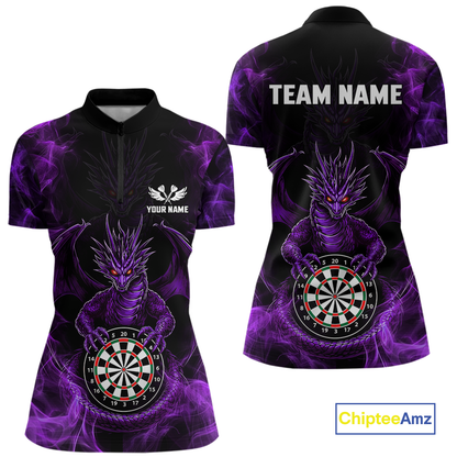 Custom Purple Dragon Darts Board Dart Shirts For Women Darts Team Jerseys Polo & 1/4 Zip NNT121