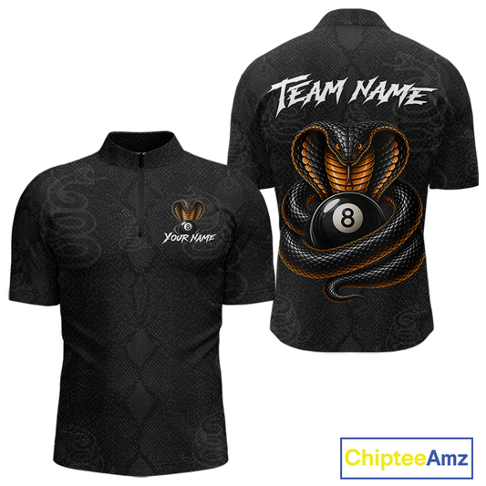 Custom Black Cobra Snake 8 Ball Billiard Shirt for Men Billiard Team Jersey Billiard League NNT188