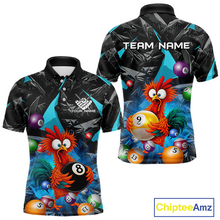 Load image into Gallery viewer, Custom Turquoise Funny Chicken 8 Ball &amp; 9 Ball Billiard Shirt for Men Billiard Team Jerseys NNT190