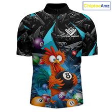 Load image into Gallery viewer, Custom Turquoise Funny Chicken 8 Ball &amp; 9 Ball Billiard Shirt for Men Billiard Team Jerseys NNT190
