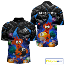 Load image into Gallery viewer, Custom Blue Funny Chicken 8 Ball &amp; 9 Ball Billiard Shirt for Men Billiard Team Jerseys NNT190