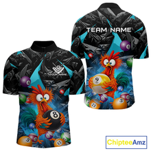 Load image into Gallery viewer, Custom Turquoise Funny Chicken 8 Ball &amp; 9 Ball Billiard Shirt for Men Billiard Team Jerseys NNT190