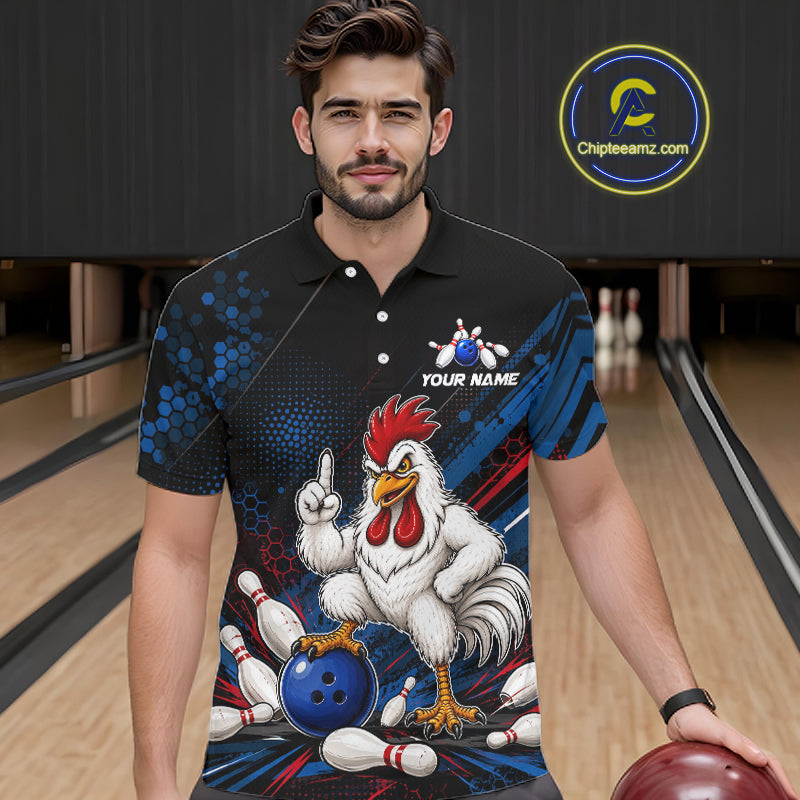 Custom Funny Chicken Bowling Jersey for Men Chicken Bowling Team Shirts Polo & 1/4 Zip HNT508