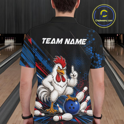 Custom Funny Chicken Bowling Jersey for Men Chicken Bowling Team Shirts Polo & 1/4 Zip HNT508