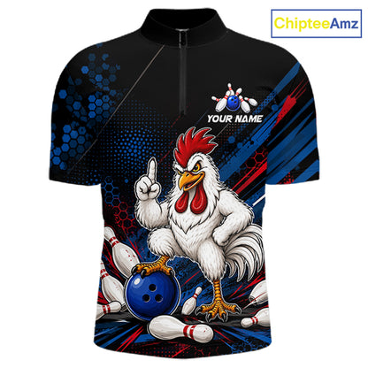Custom Funny Chicken Bowling Jersey for Men Chicken Bowling Team Shirts Polo & 1/4 Zip HNT508