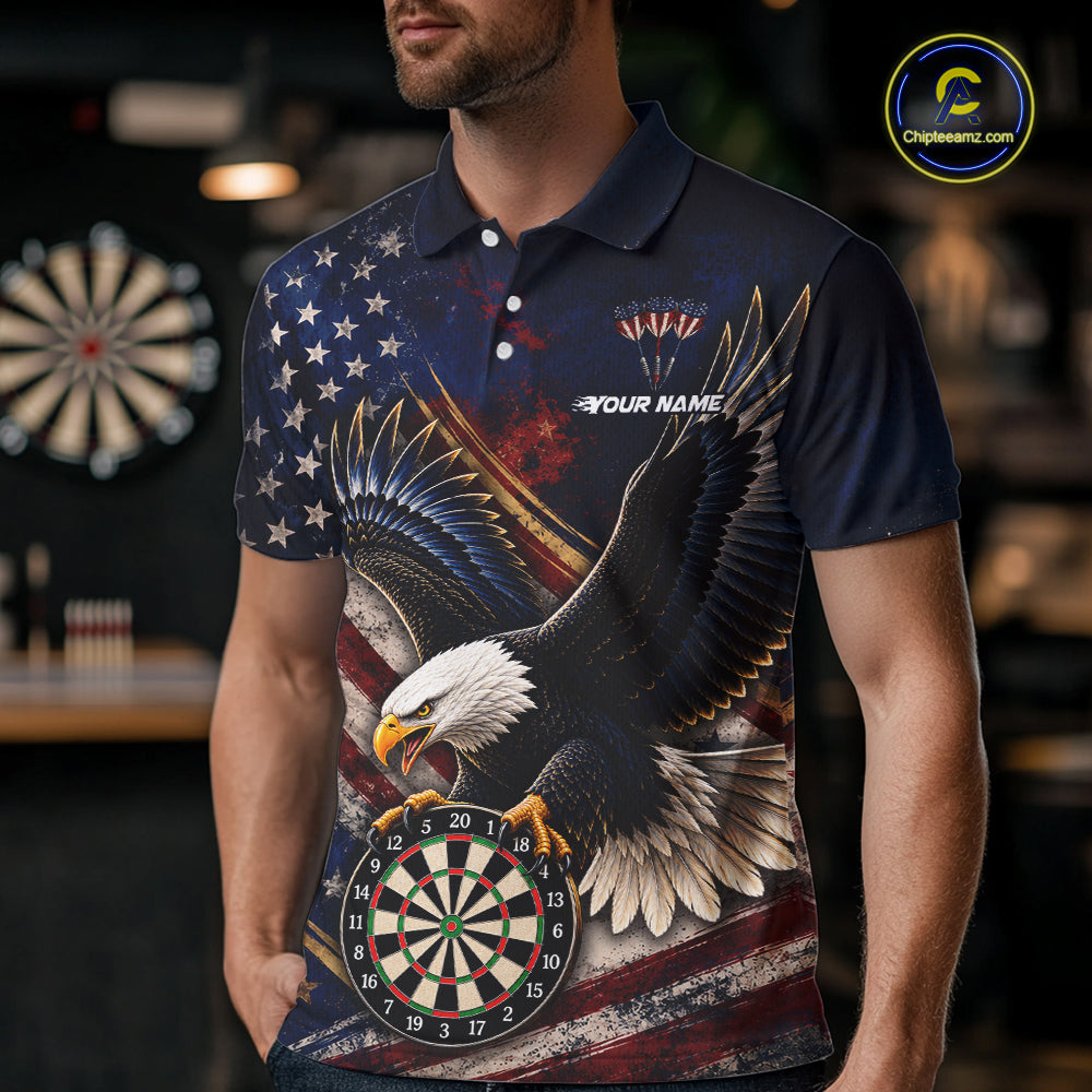 Custom American Flag Eagle Darts Shirt for Men Darts Team Jerseys Dartboard Shirt NNT293