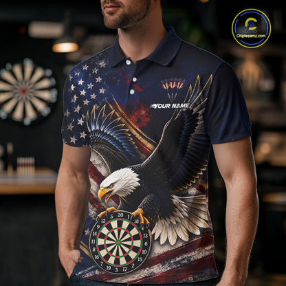 Custom American Flag Eagle Darts Shirt for Men Darts Team Jerseys Dartboard Shirt NNT293