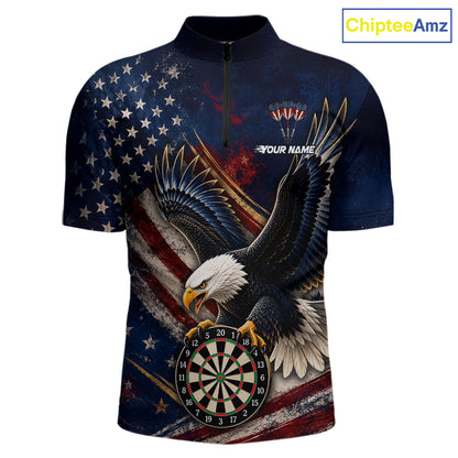 Custom American Flag Eagle Darts Shirt for Men Darts Team Jerseys Dartboard Shirt NNT293